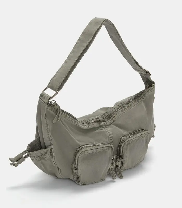 Canvas half-moon shoulder bag